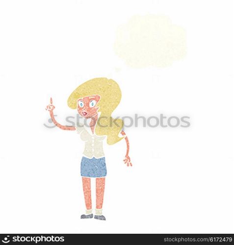 cartoon pretty woman with idea with thought bubble