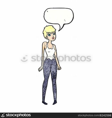 cartoon pretty woman with speech bubble