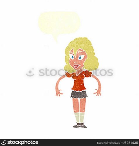 cartoon pretty woman with speech bubble