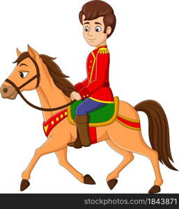 Cartoon prince riding on a horse