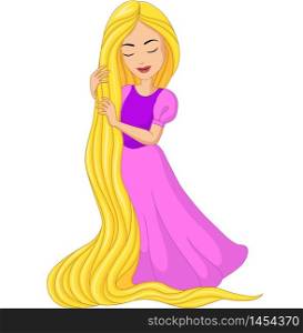 Cartoon princess rapunzel with long hair