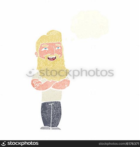 cartoon proud man with thought bubble