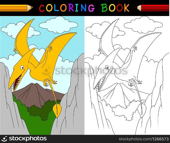 Cartoon pterosaurs coloring book