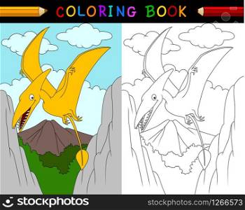 Cartoon pterosaurs coloring book