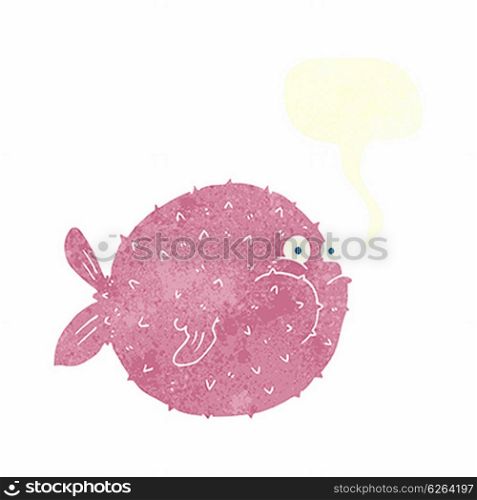 cartoon puffer fish with speech bubble