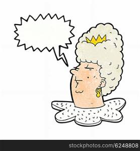 cartoon queen head with speech bubble