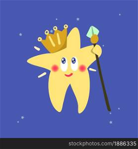 Cartoon queen star with crown. Flat vector illustration