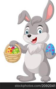 Cartoon rabbit holding an Easter basket