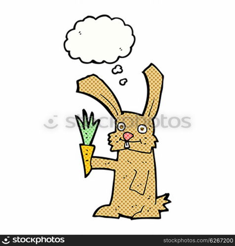 cartoon rabbit with carrot with thought bubble