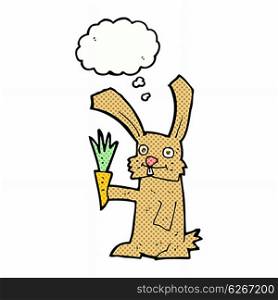 cartoon rabbit with carrot with thought bubble