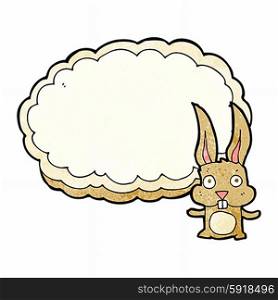 cartoon rabbit with text space cloud