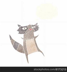 cartoon raccoon with thought bubble