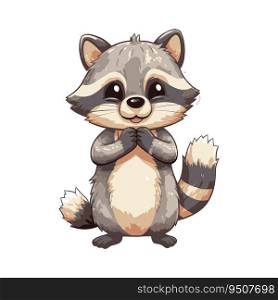 Cartoon racoon isolated on a white background. Vector illustration.