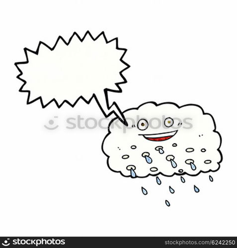 cartoon rain cloud with speech bubble