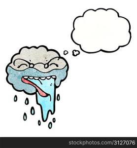 cartoon raincloud with thought bubble