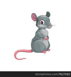 Cartoon rat chinese horoscope animal, grey mouse isolated china lunar new year zodiac symbol for 2020, little funny character, asian tradition, vector mascot icon. Cartoon rat chinese zodiac animal, astrology sign