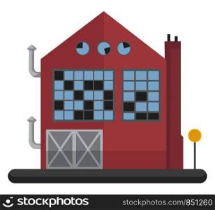 Cartoon red building with blue windows vector illustartion on white background