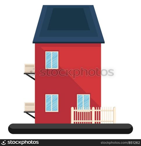 Cartoon red building with bule roof vector illustartion on white background