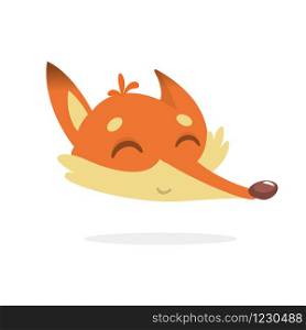 Cartoon red fox head. Vector illustration of red smiling fox icon.