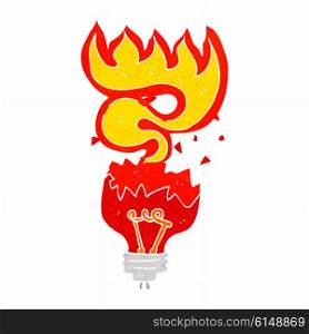 cartoon red light bulb exploding