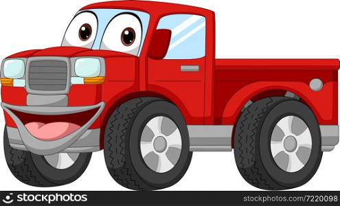 Cartoon red pickup truck mascot