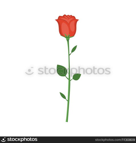 Cartoon red rose. Vector illustration for Valentine&rsquo;s Day.