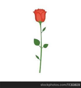 Cartoon red rose. Vector illustration for Valentine&rsquo;s Day.