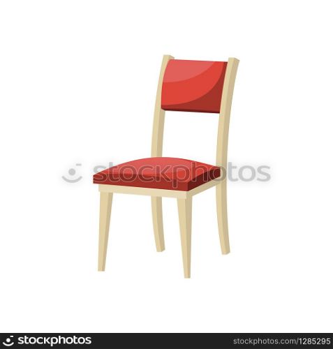 Cartoon red soft dining chair . Vector illustration