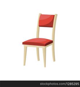 Cartoon red soft dining chair . Vector illustration