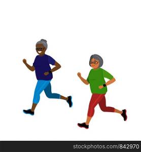 Cartoon retired grandmother running,isolated on white background,vector illustration. Cartoon retired grandmother running,