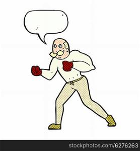 cartoon retro boxer man with speech bubble