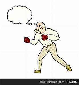 cartoon retro boxer man with thought bubble