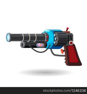 Cartoon retro space blaster, ray gun, laser weapon. Vector illustration. Cartoon retro space blaster, ray gun, laser weapon. Vector illustration. Cartoon style