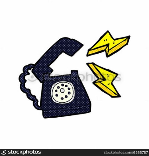 cartoon ringing telephone with thought bubble