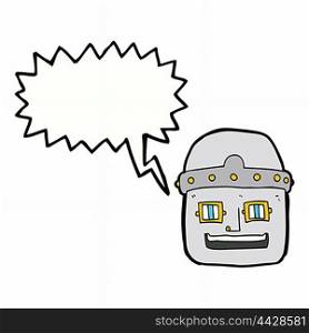 cartoon robot head with speech bubble