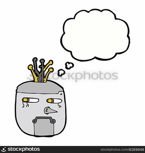 cartoon robot head with thought bubble