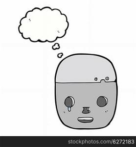 cartoon robot head with thought bubble