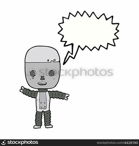 cartoon robot with speech bubble