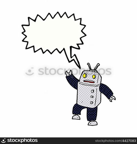 cartoon robot with speech bubble