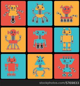 Cartoon robots abstract seamless pattern.