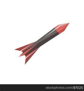 Cartoon rocket space ship take off, isolated vector illustration. Simple retro icon spaceship.