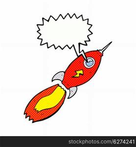 cartoon rocket with speech bubble