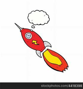 cartoon rocket with thought bubble