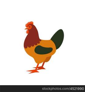 Cartoon rooster. Farmer isolated animal. Vector