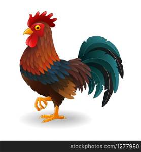 Cartoon rooster isolated on white background