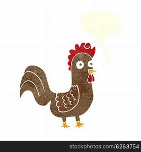cartoon rooster with speech bubble
