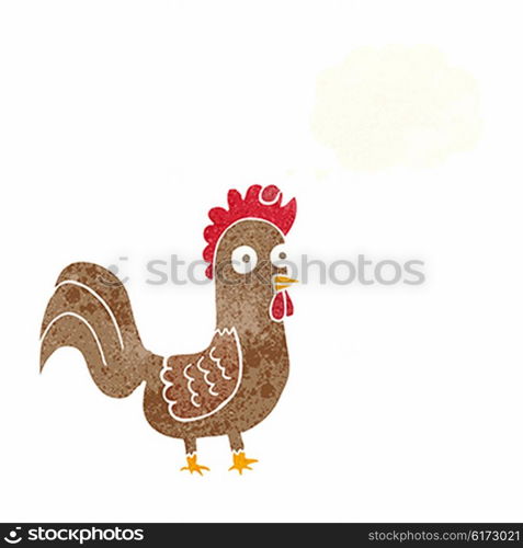 cartoon rooster with thought bubble