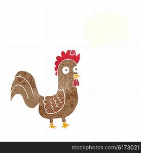 cartoon rooster with thought bubble