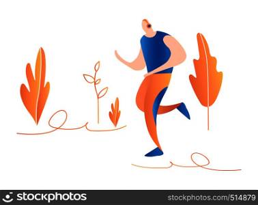 Cartoon running men. running in nature. Minimal flat illustration. Cartoon running men. Male sprinter. running in nature