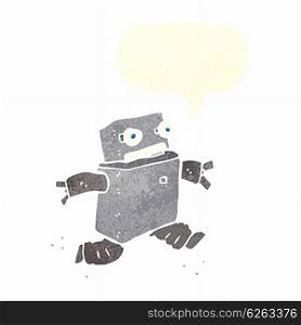 cartoon running robot with speech bubble